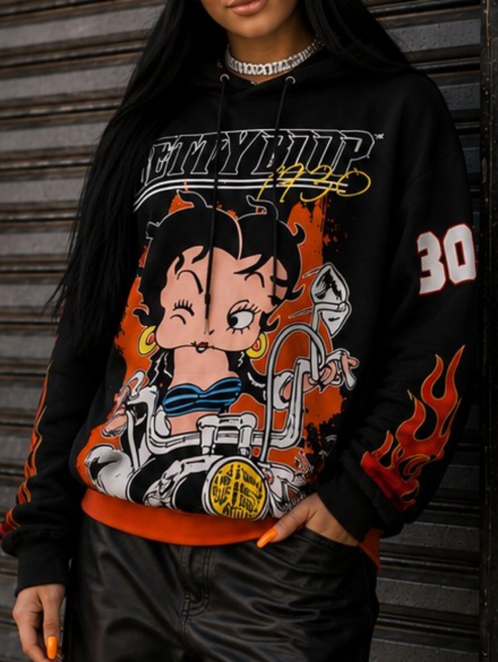 BETTY BOOP Biker Betty 1930 Soft Pullover Hoodie Plus Size Womens 2X